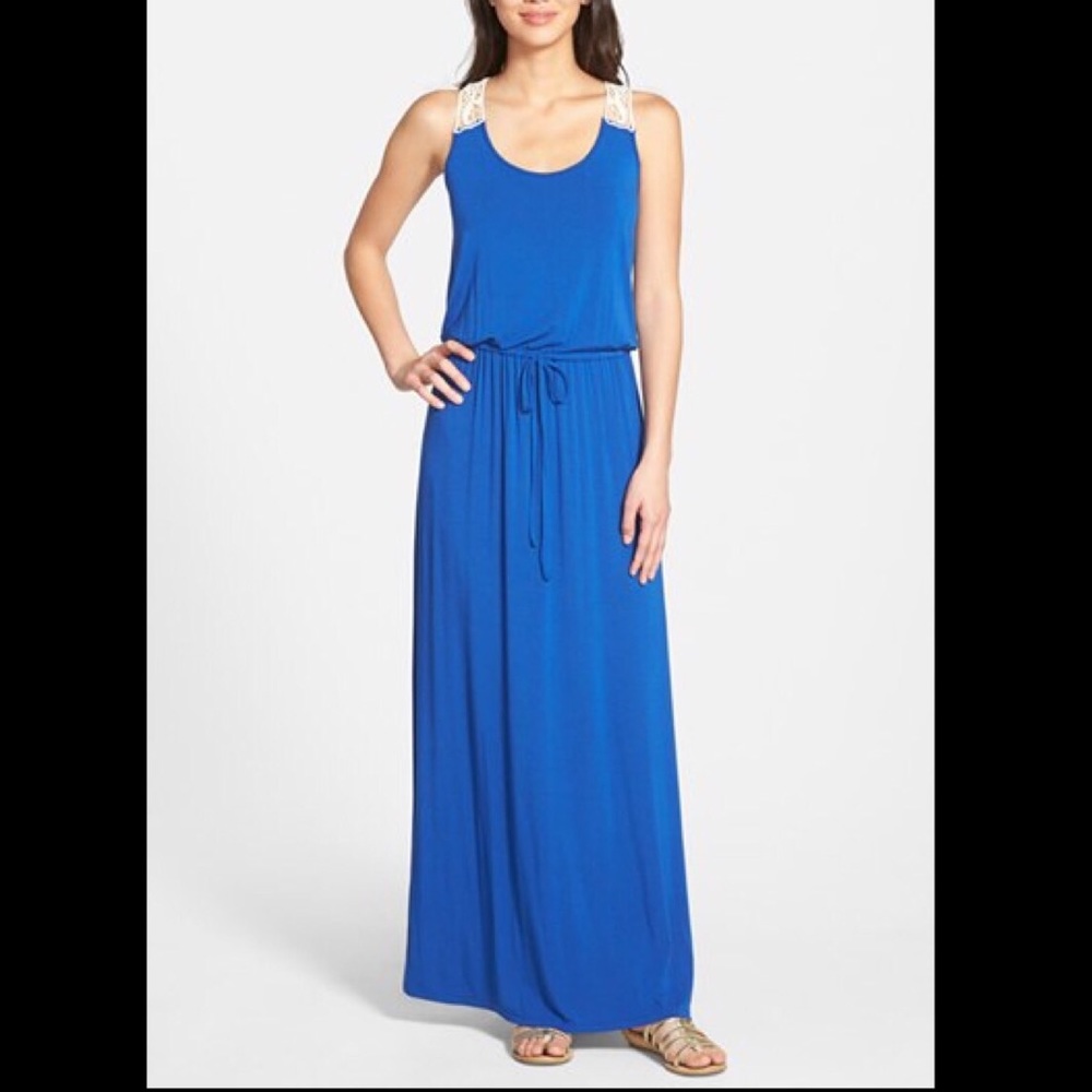 Halogen Crochet Racerback Maxi Dress